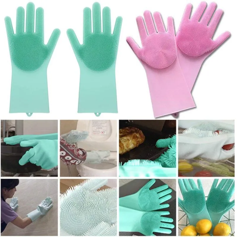 Magic Dish Washing Gloves with Scrubber