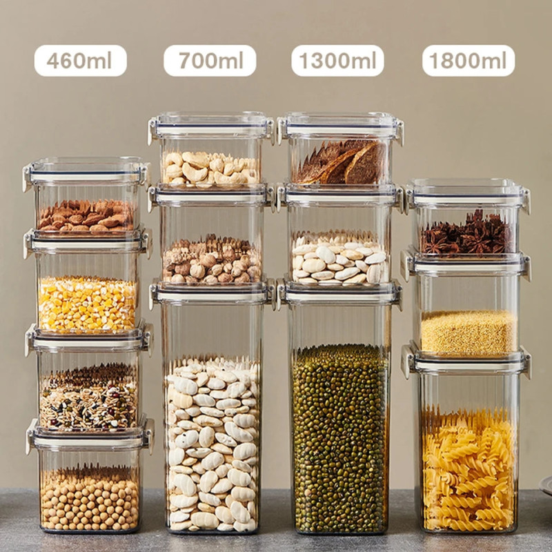 4-Piece Airtight Food Storage Container Set – Stackable Plastic Pantry Organizers
