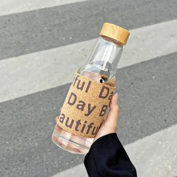 450ml retro glass bottle with vintage patch