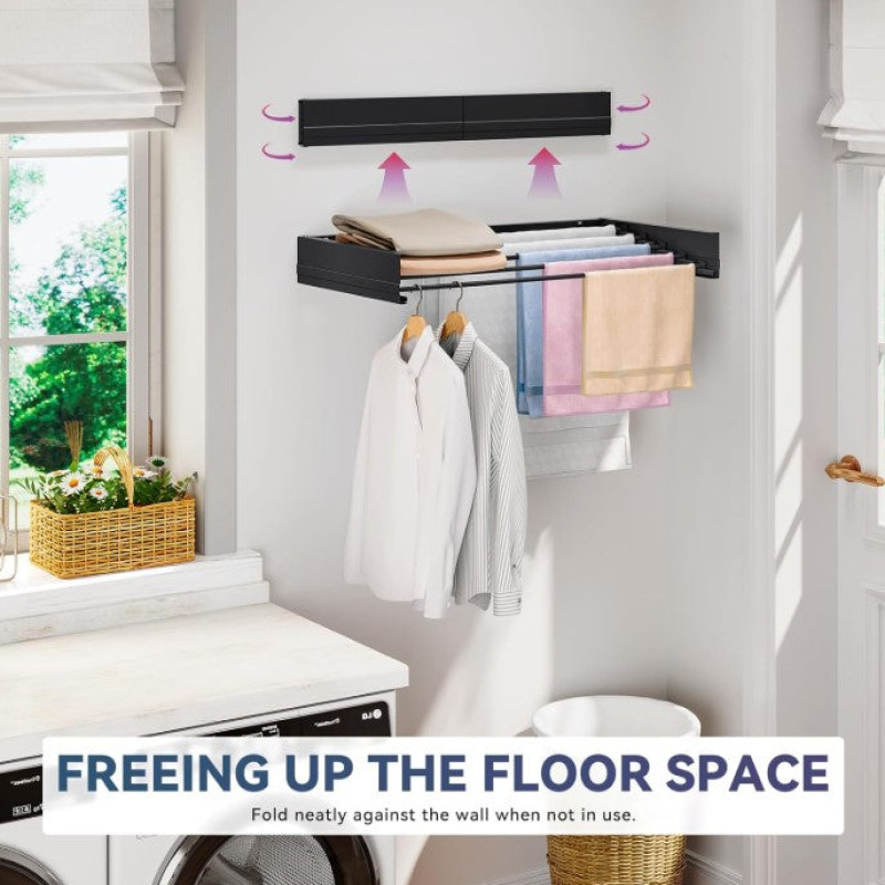 Retractable Wall Mounted Laundry Drying Rack by Hamzastore.pk