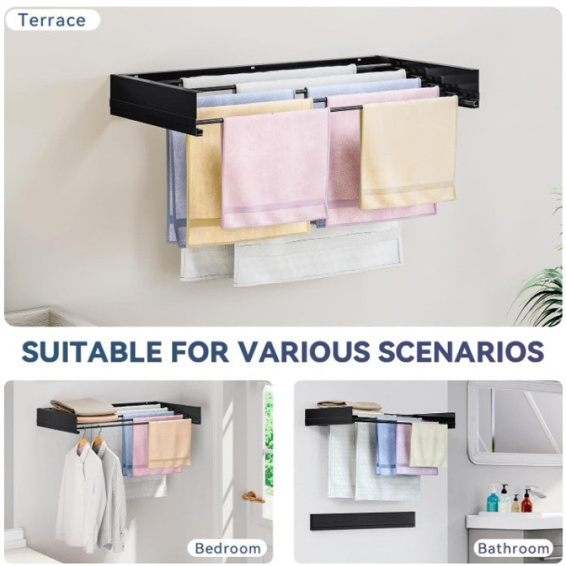Retractable Wall Mounted Laundry Drying Rack by Hamzastore.pk