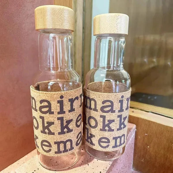 450ml retro glass bottle with vintage patch