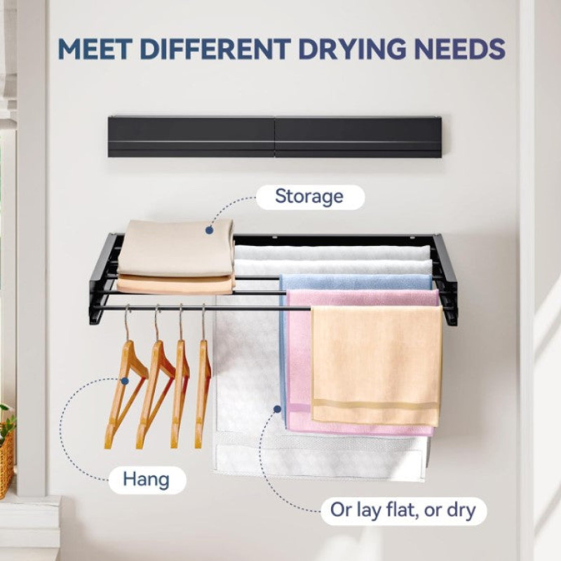 Retractable Wall Mounted Laundry Drying Rack by Hamzastore.pk