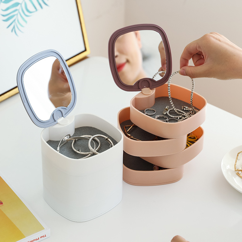 Unique Rotating Jewelry Box With Mirror