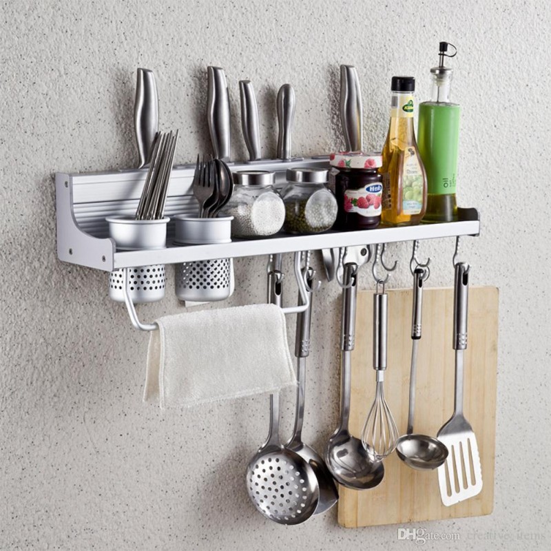 Aluminium Multi functional Wall Hanging Tools, Storage Stand Kitchen Utensils, Wall Mounted