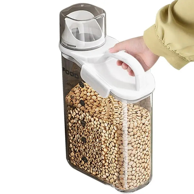 Acrylic Food Storage Jar with Measuring Cup – Rice, Pulses & Cereal Container