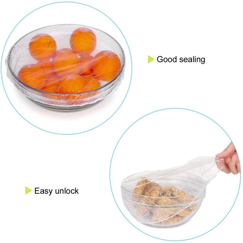 50 Reusable Stretchable Plastic Food Wraps, Elastic Edging