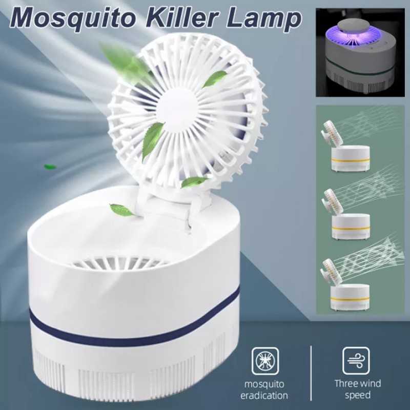 3 Speeds Portable LED Foldable Rechargeable Mosquito Killer Lamp USB Desktop Fan Insect Trap Light