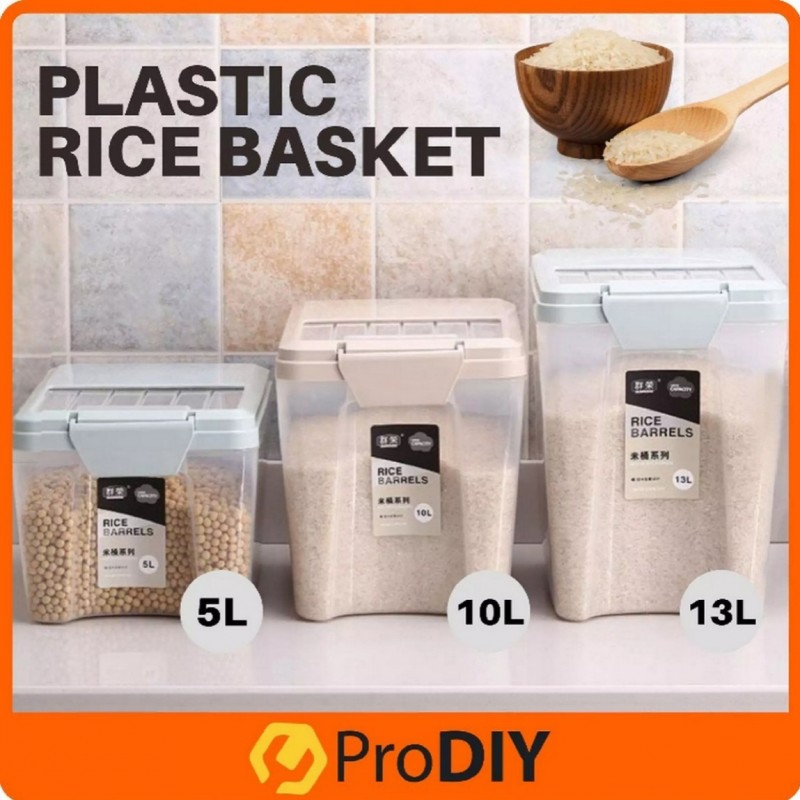 5 Kgs Plastic Kitchen Rice Grain Cereal Food Dispenser Storage With Wheel
