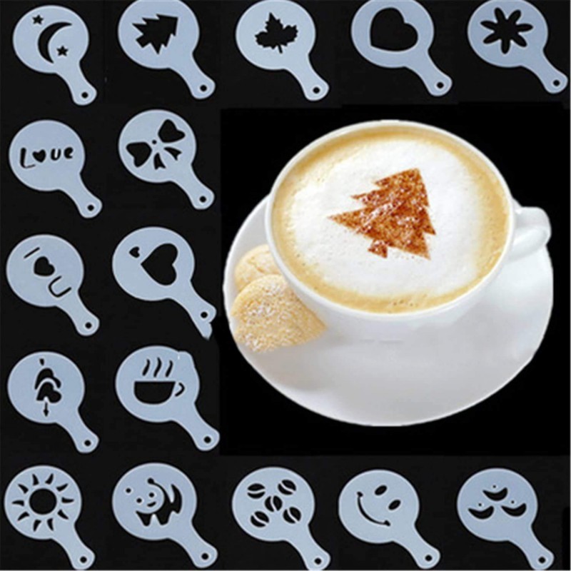 Coffee And Cake Food Decorating Stencil - White- Pack Of 16