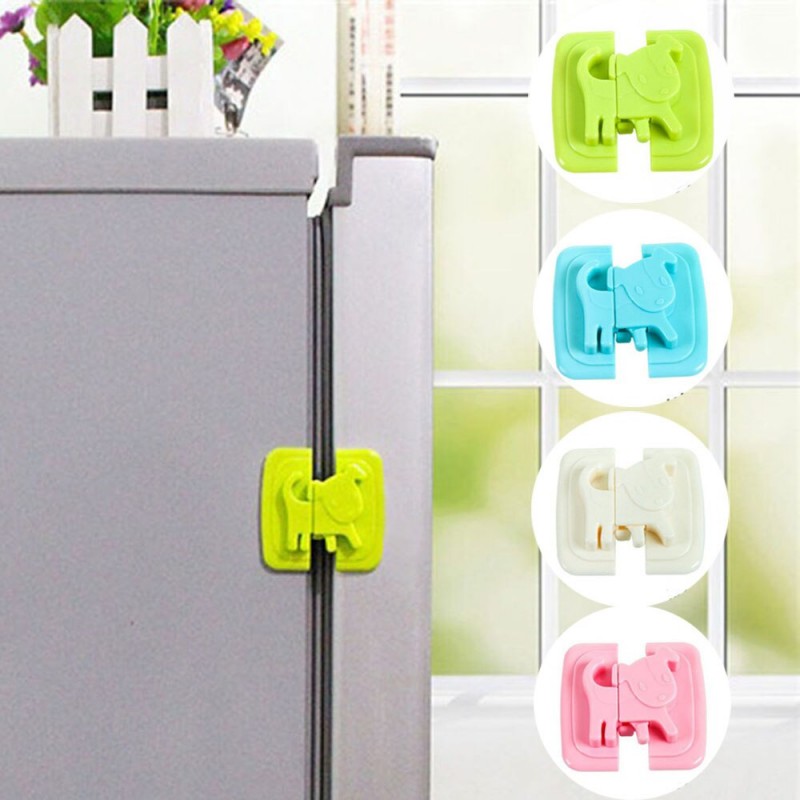 Cartoon Style Plastic Safe Refrigerator Lock Adhesive-Self Cupboards Cabinets Drawer Lock Kids Protection