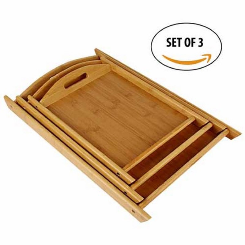 Three Pcs Bamboo Multipurpose Tray