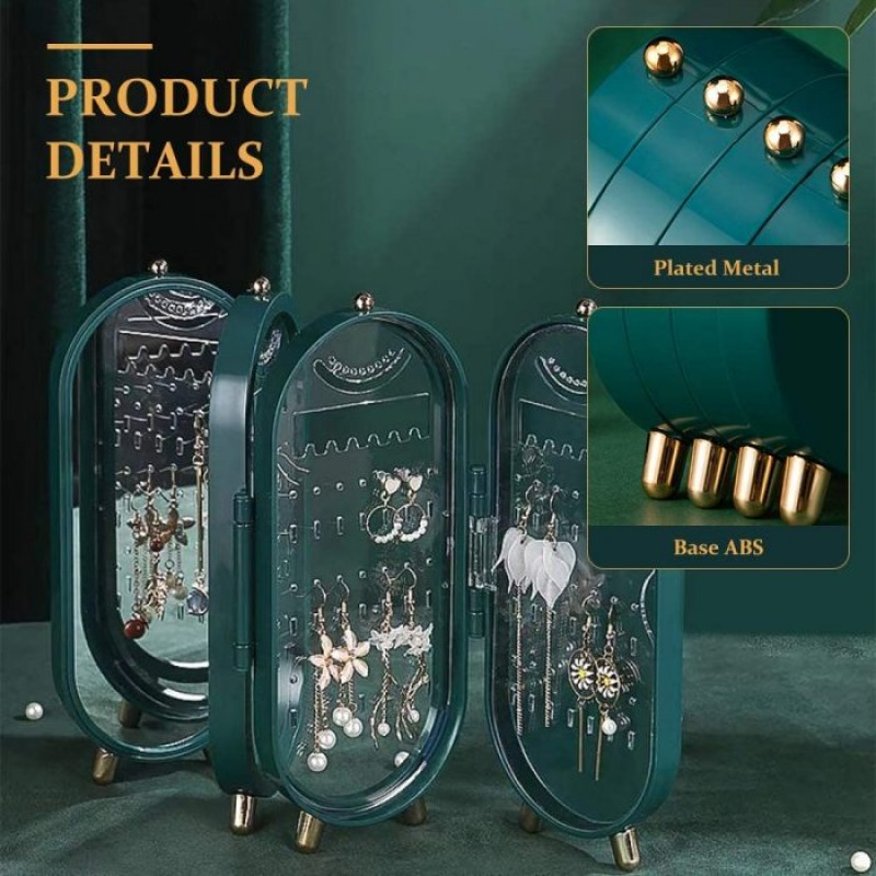 Jewelry Organizer Storage Box Necklaces Earrings Display Case 4 Doors