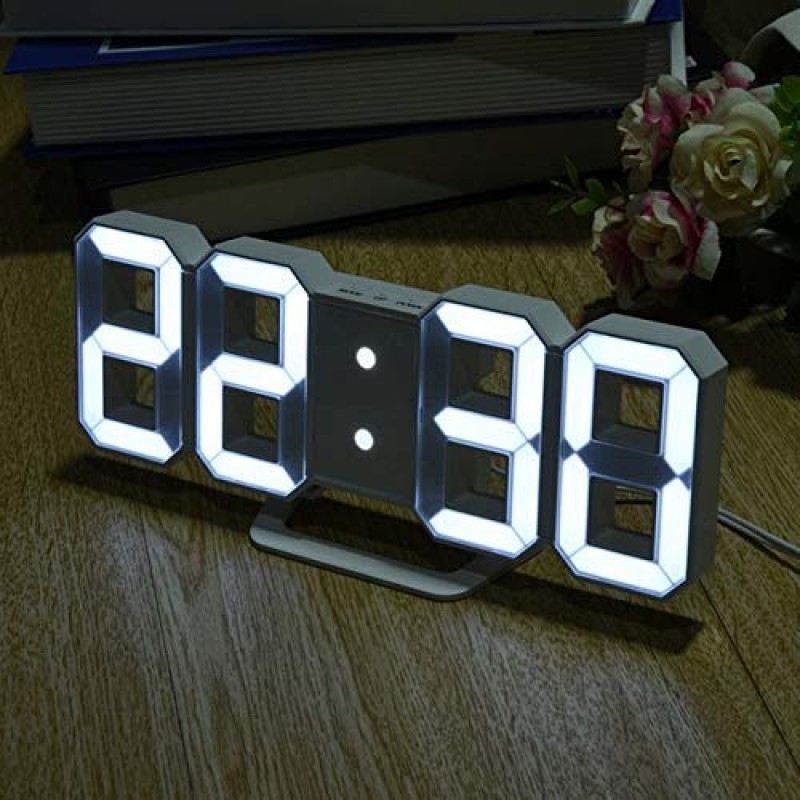 White Plastic 3D LED Digital Clock