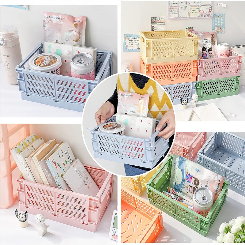 Mini Plastic Multi Use Storage Box Foldable Crate Table Stand Cosmetic Storage Basket Organizer