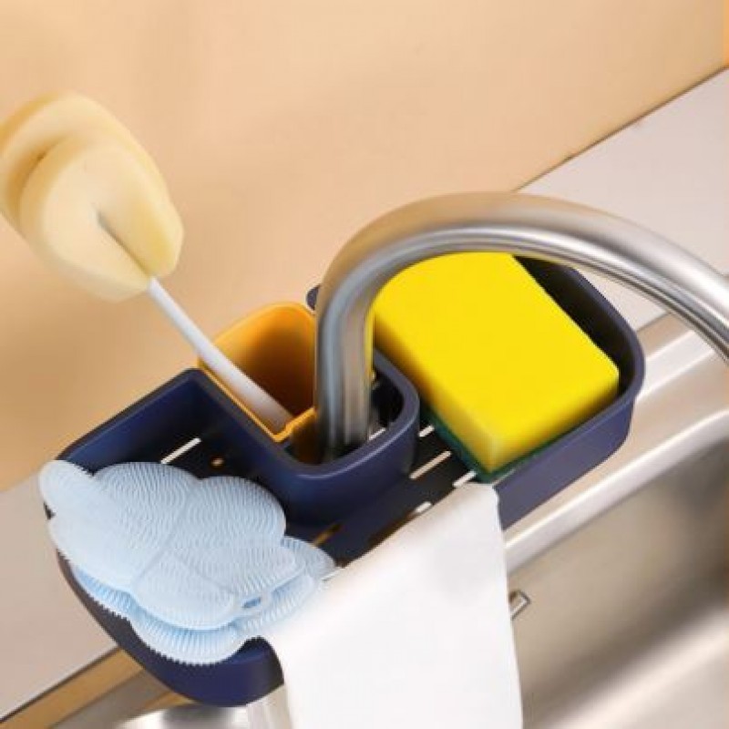 Kitchen Bathroom Drain Rack Hollow Faucet Sponge Holder Cloth Hanger Multi-purpose Household Sink Organizer