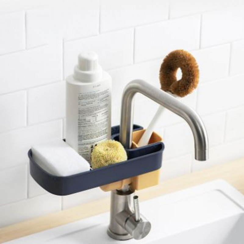 Kitchen Bathroom Drain Rack Hollow Faucet Sponge Holder Cloth Hanger Multi-purpose Household Sink Organizer