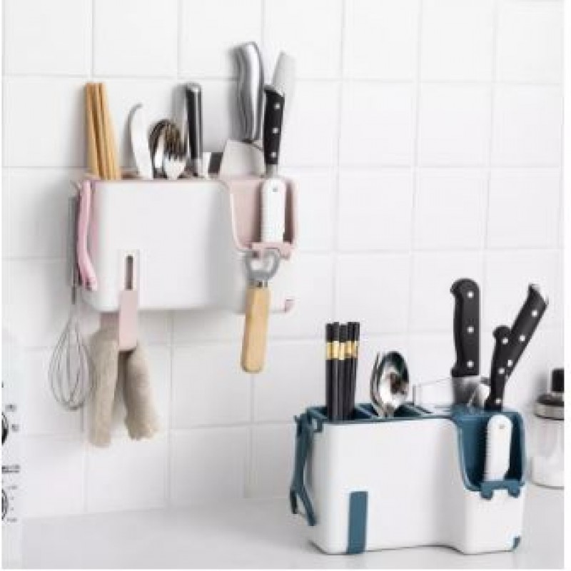 Kitchen Utensil Drain Shelf Holder Cutlery Tableware Holding Case Wall Mounted