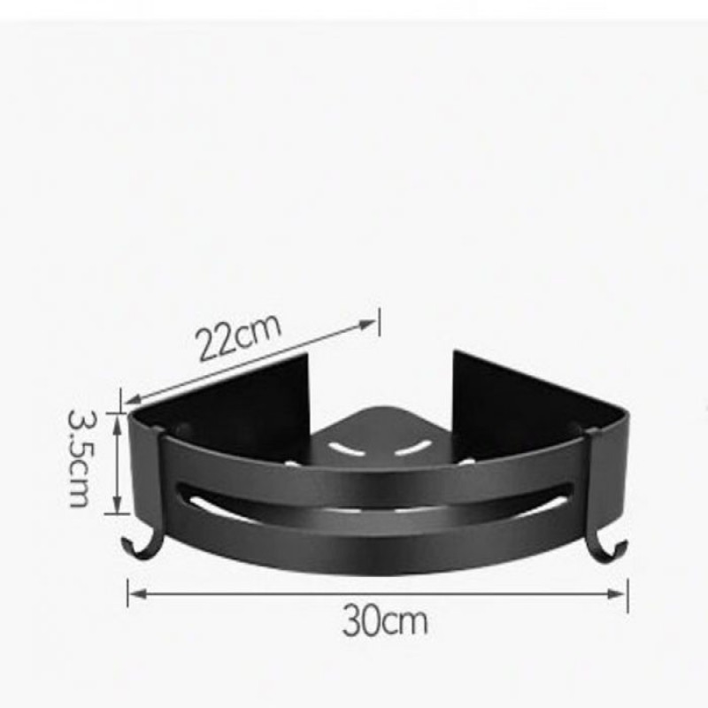Aluminum Bathroom Shelf Cosmetic Rack In Wall Corner Tub Basket With Hook Storage Bathroom Shelf Black