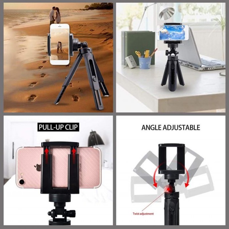Portable Mini Tripod Holder Stand 360 Degree Rotation Foldable Shockproof Lightweight