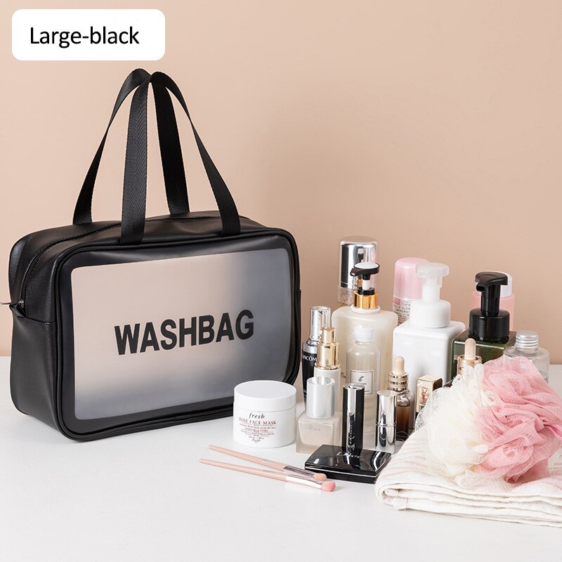 Travel Transparent Cosmetic Bag PU Frosted Women Zipper Makeup Bags Beauty