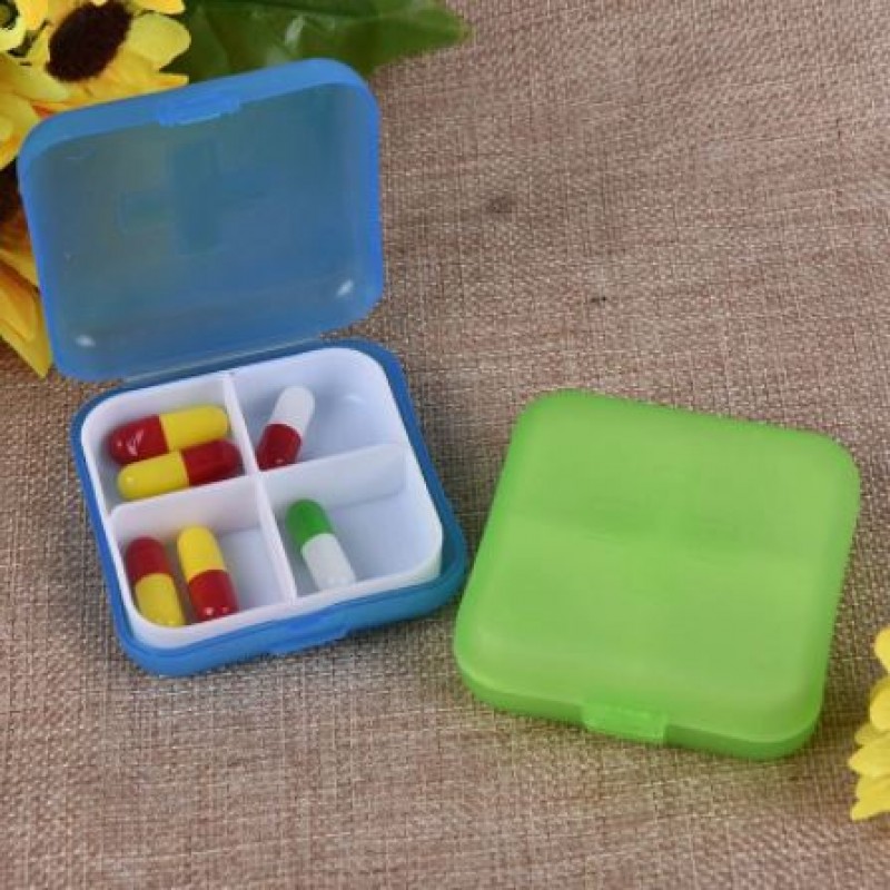 Pill Box 4 compartment Medicine, Jewelry, Beads Organizer Mini Pill Cases Storage Box
