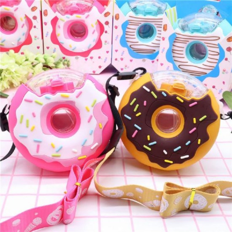Portable Cartoon Creative Donut Water Bottle with Straw