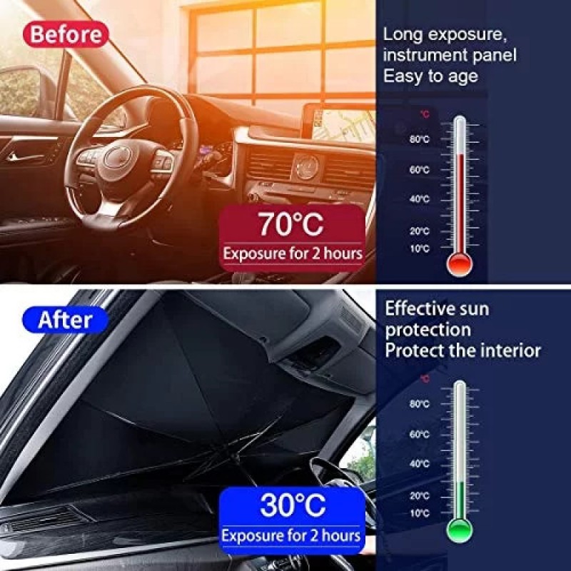 New Car Sun Shade Umbrella Cover for Windshield UV Reflecting Foldable Front Glass Sunshade Umbrella