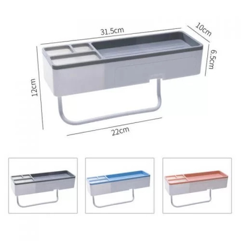 Bathroom Shelf Shower Rack Basket Organizer Wall Shampoo Rack With Drawer Towel Rack No Drilling Kitchen Accessories Storage