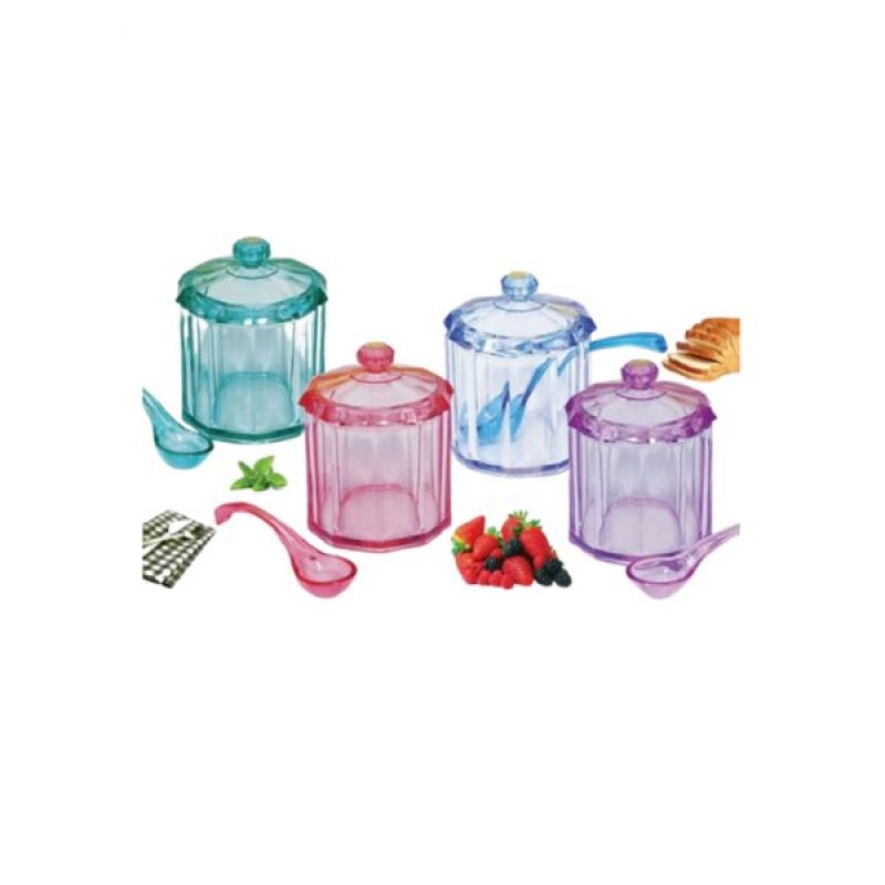Crystal Sugar Pot With Lids And Spoon