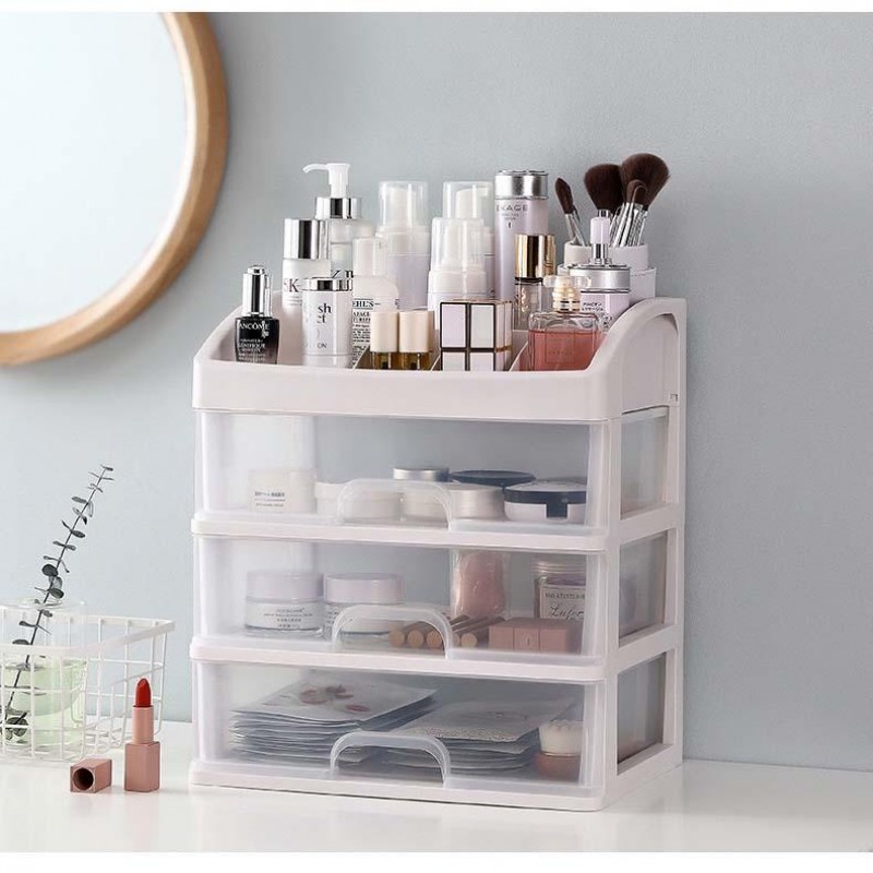 Jewelry Cosmetic Box, Drawer Type Transparent Cosmetic Shelf, Multi-layer Large Capacity Plastic Storage Box