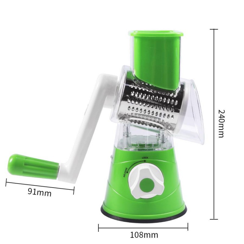 Manual Tabletop Drum, 3 in 1 Rotary Shredder Slicer Grinder
