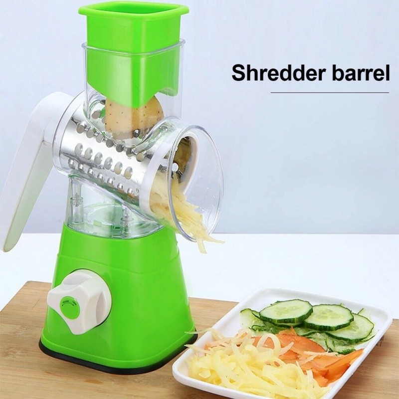 Manual Tabletop Drum, 3 in 1 Rotary Shredder Slicer Grinder