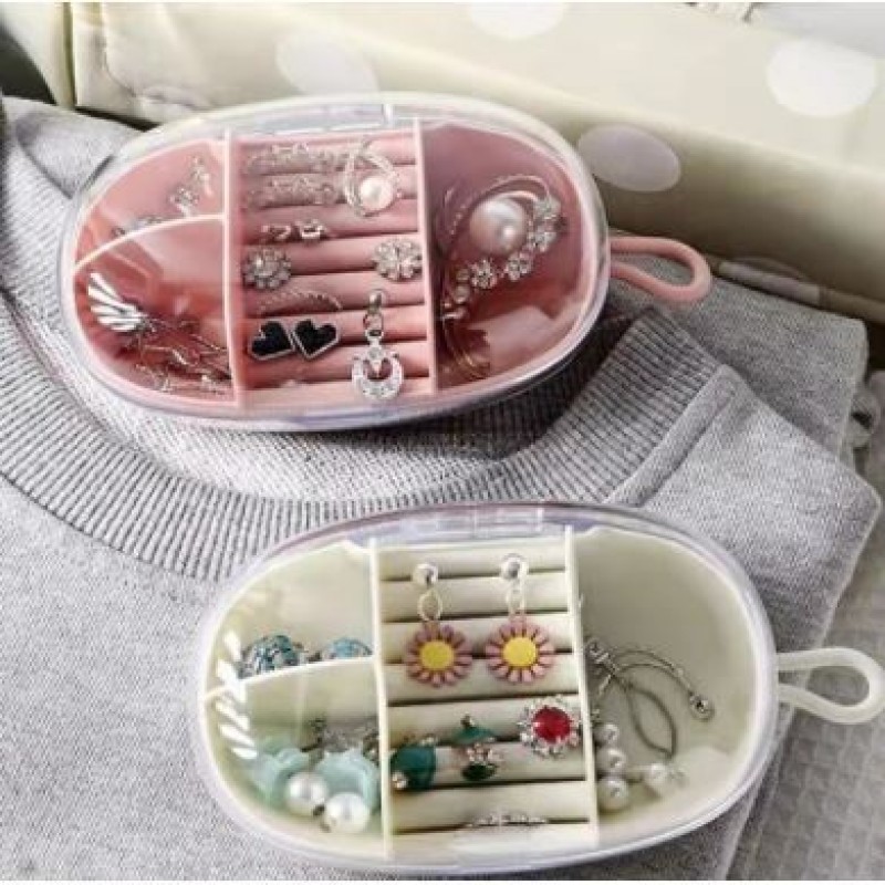 Portable Plastic Travel Mini Jewelry Box Jewelry Organizer for Rings Earring