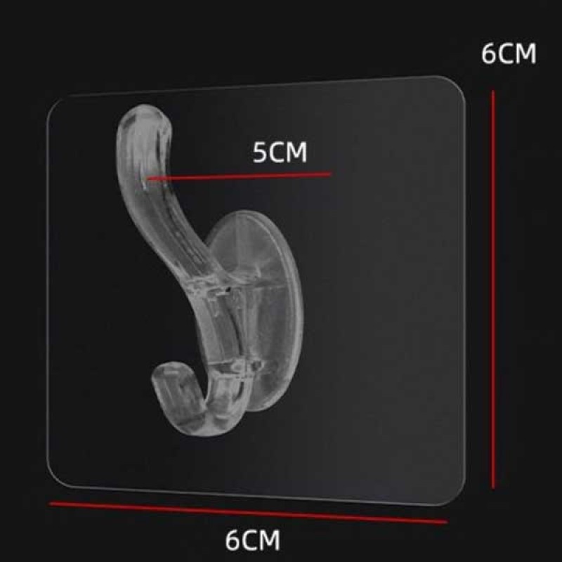(Pack of 4) Transparent Self-Adhesive Double Hooks Hanger