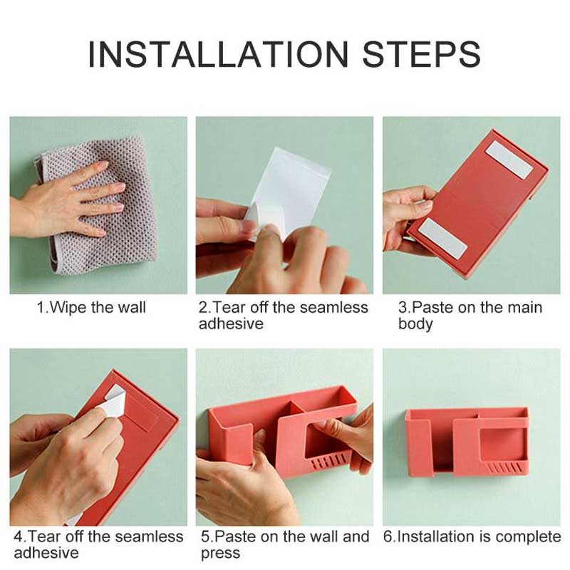 Wall Mounted Double Lattice Remote Control and Mobile Phone Holder