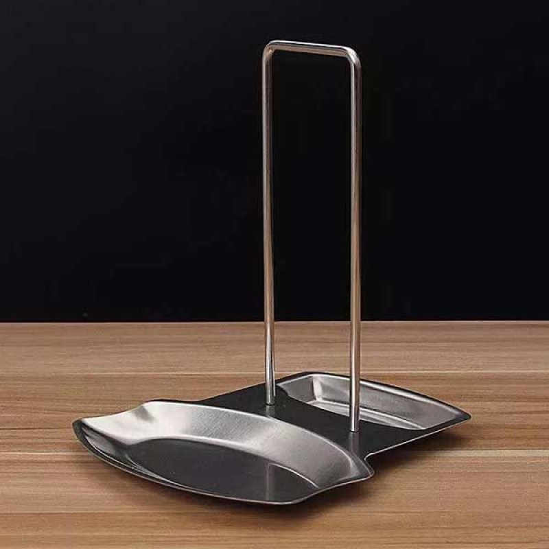 Stainless Steel Pan Pot Lid Holder Spoon Rest Rack - Silver