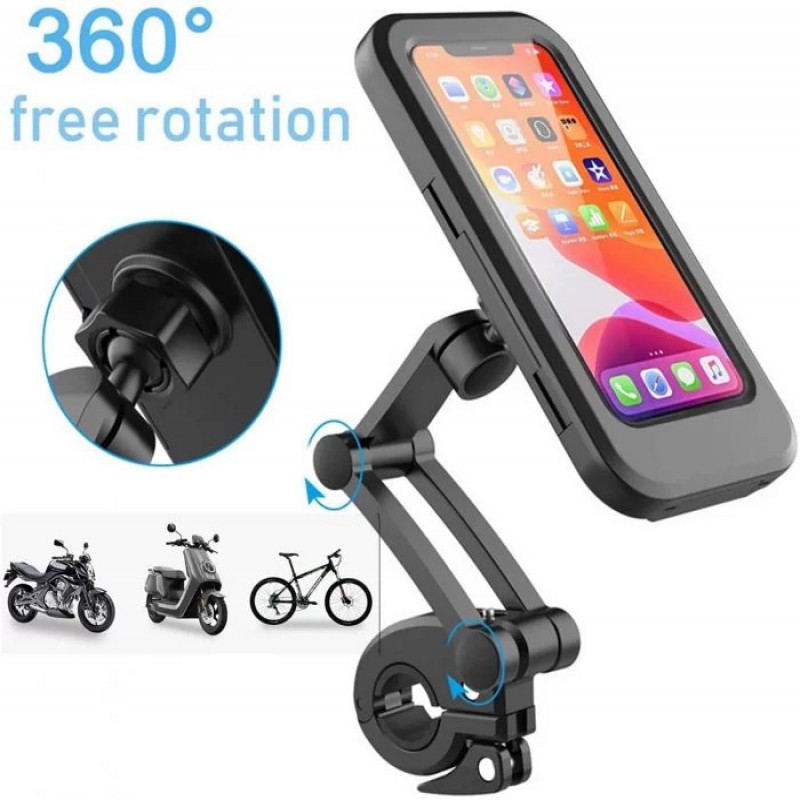 New Bike Phone Mount Waterproof Cell Phone Holder 360 Rotation Motorcycle Phone Case Universal Bicycle Handlebar