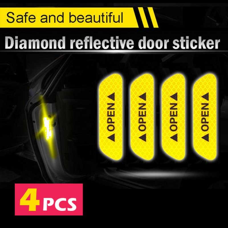 (Set Of 4) Car Door OPEN Safety Reflective Stickers