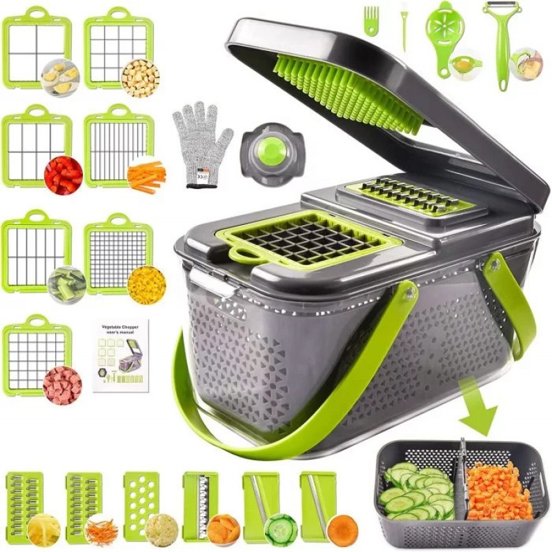New Vegetable Chopper Slicer Dicer All in 1 16 Pcs for Kitchen, Cooking Accessories Gadget