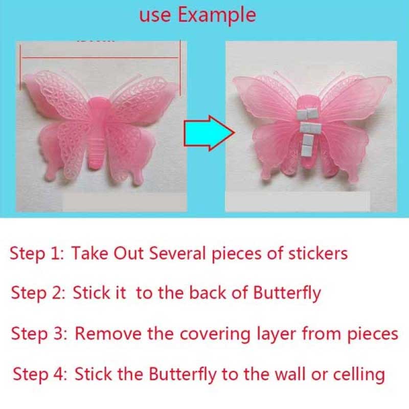 Set of 8 Fluorescent Luminous 3D Butterfly