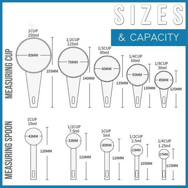 10 Pcs Measuring Cup and Spoon Set - Black