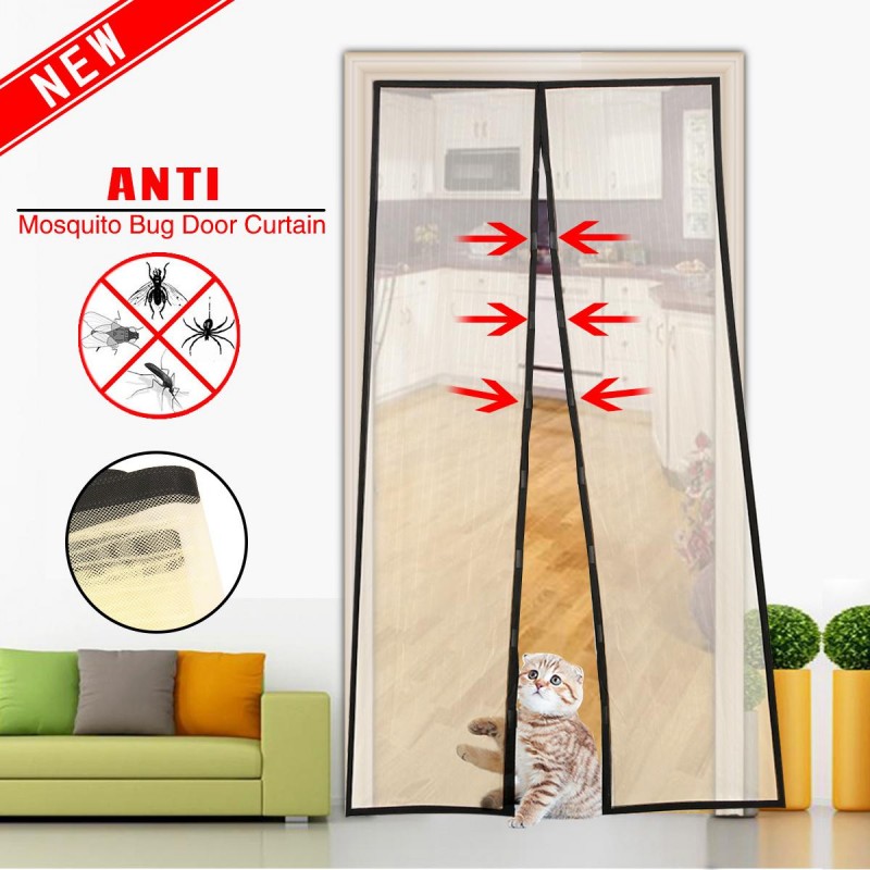 Magic Mesh Deluxe- Hands Free Magnetic Screen Door, Mesh Curtain Keeps Bugs Out,