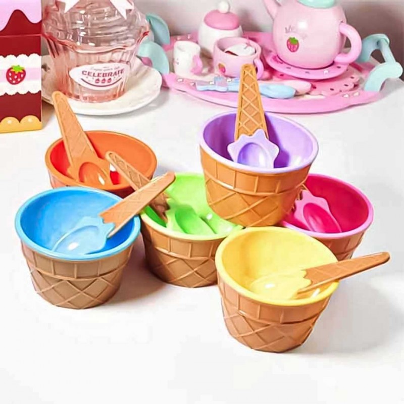 4 Pcs Ice Cream Cup Bowl With Spoon