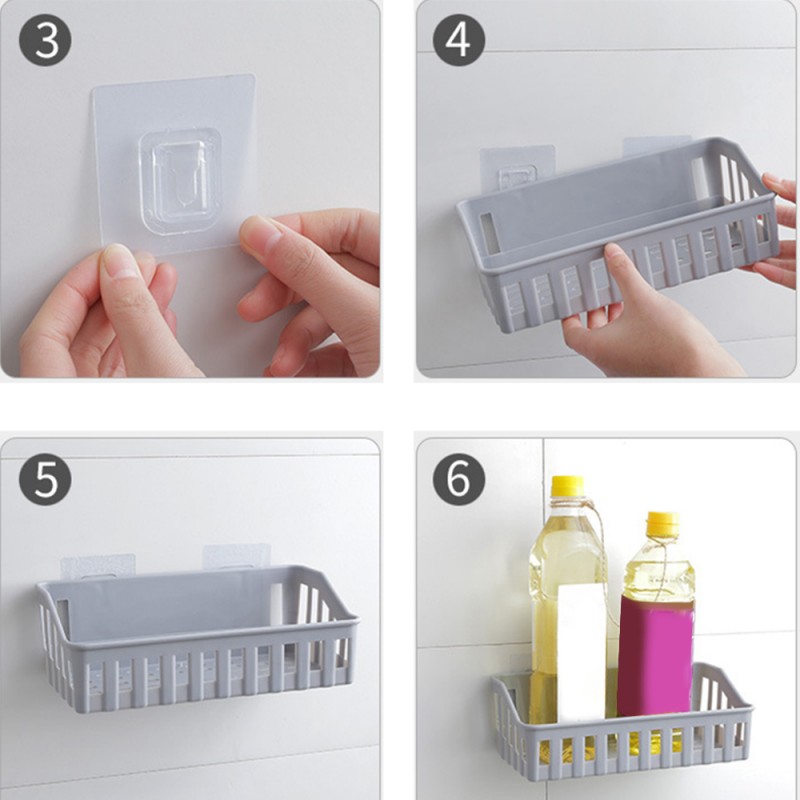 New Bathroom Shelf Adhesive Free Punching Plastic Storage Rack Wall Hanging Shelf Kitchen Home Decoration Bathroom Accessories