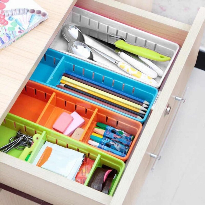 New Storage Drawer Basket Section Drawer Organizer Adjustable Storage Divider Bins for Home Office