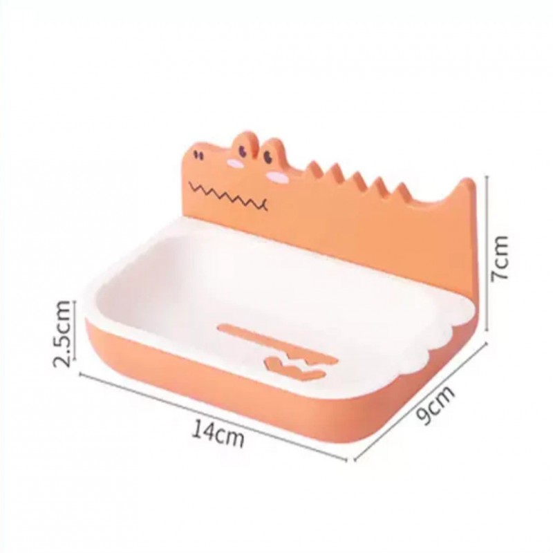 Cute Cartoon Wall Mounted Double Layer Soap Holder, Self Draining Soap Box With Tray