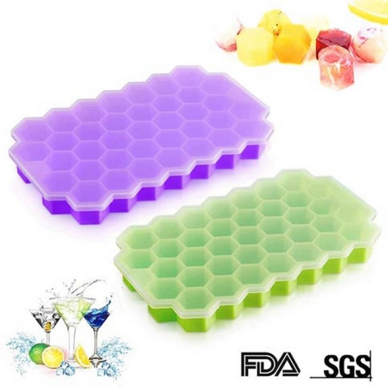 New Silicone Honeycomb Ice Tray With Lid