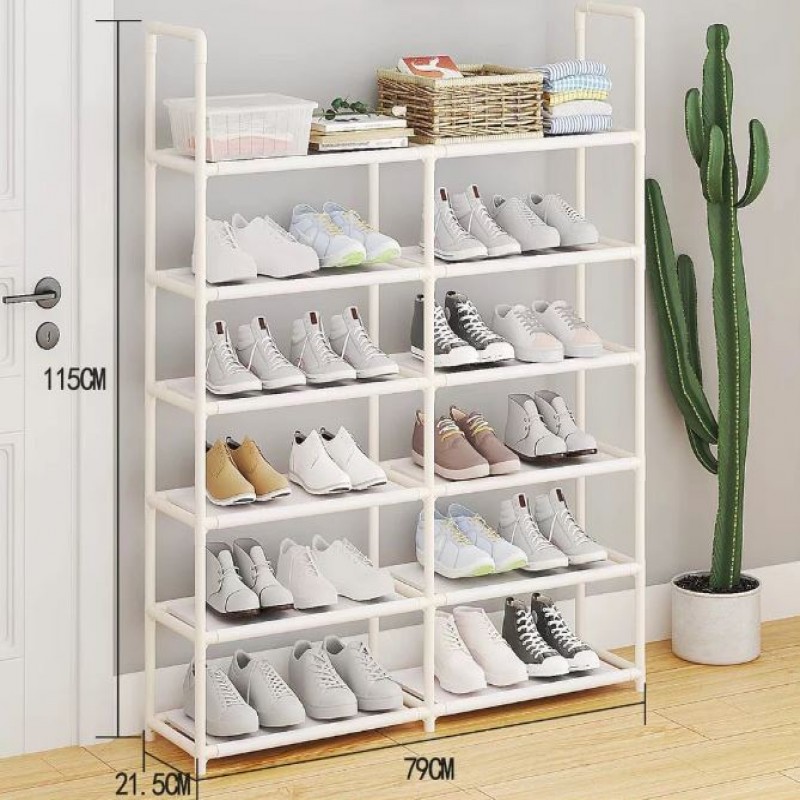 1Pc Simple Style Iron Plastic Storage Rack, Multilayer Home Space Saving Shoe Organizer Stand Holder (White)