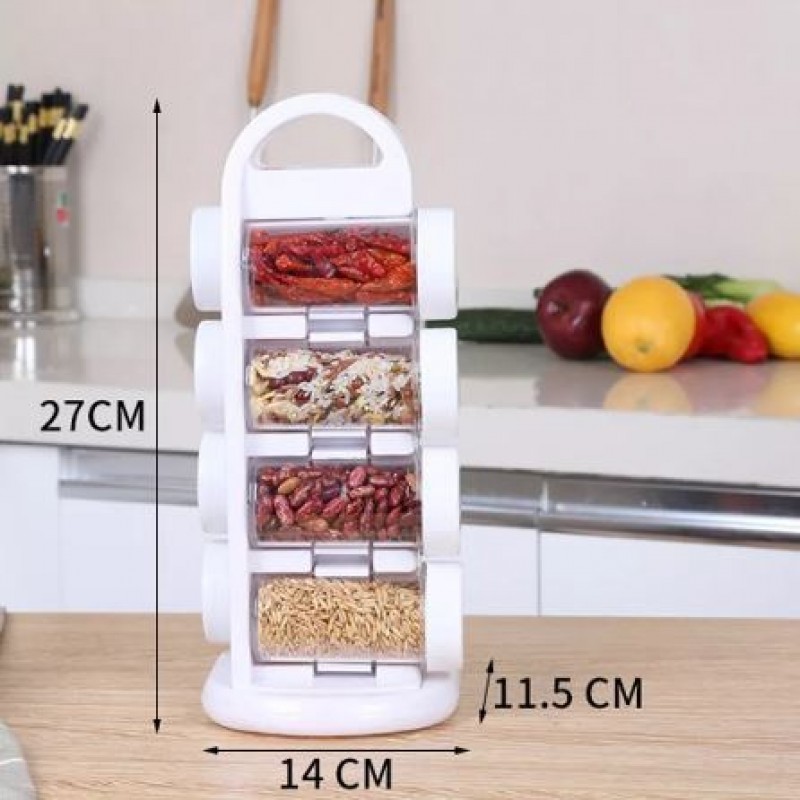Revolving Spice Rack Organizer With Jars, Kitchen Spice Jars Shelf